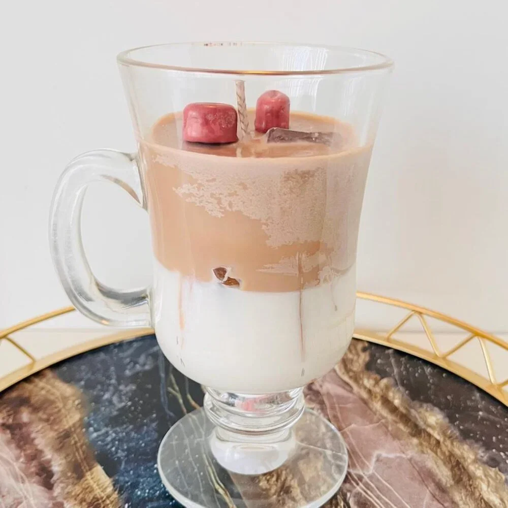Handmade coffee cup candle, cappuccino-shaped soy candle, realistic home decor,
